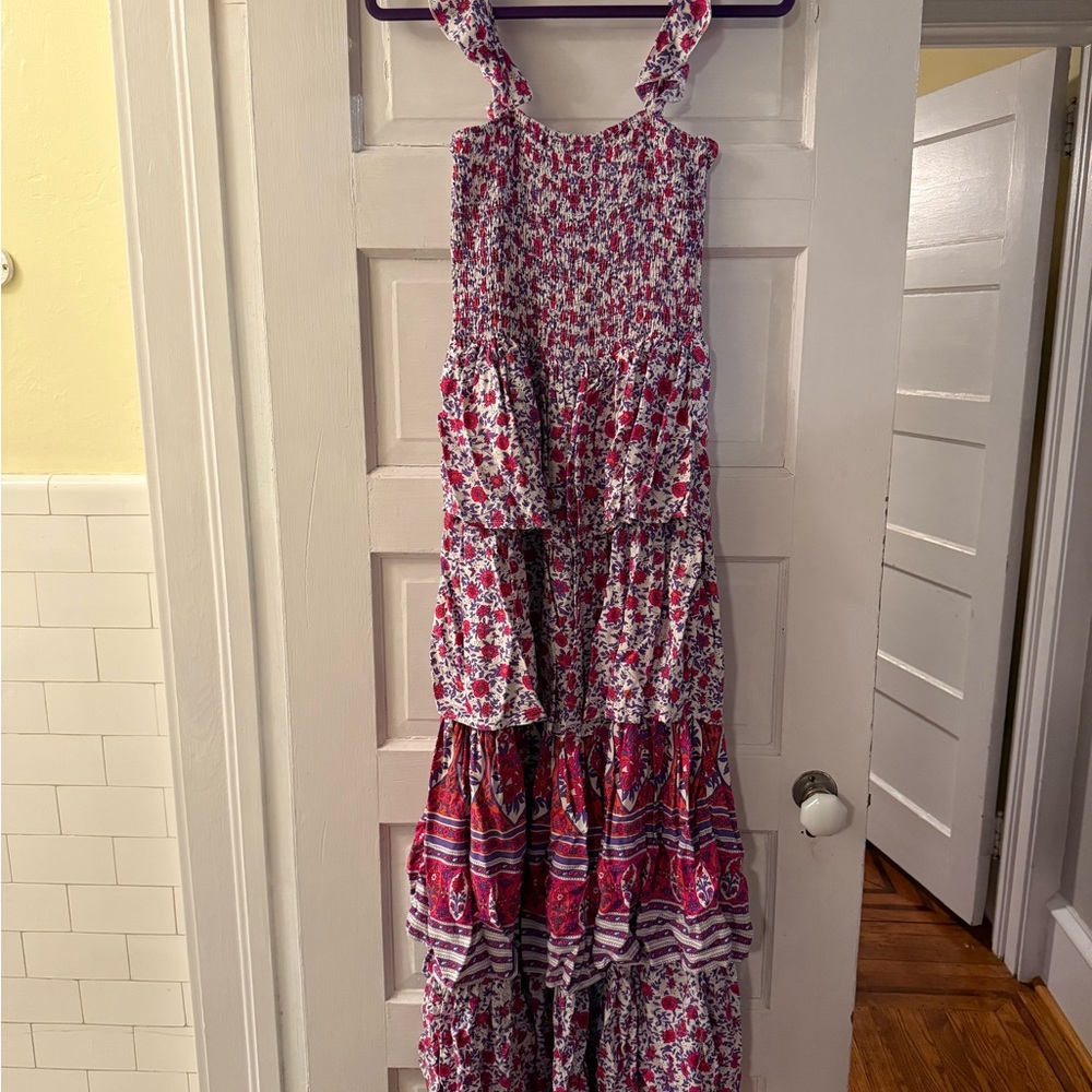 Chic Floral Maxi Dress - Pink and Red